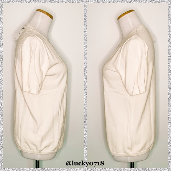 Ann Taylor NWT Cream Seasonless Short Sleeve Top M - Picture 4 of 7